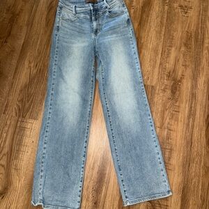 Judy Blue Jeans Women 7/28 Blue Retro Wide Leg Fit Yoke High Waist Denim